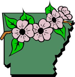 Arkansas With State Flower Clip Art